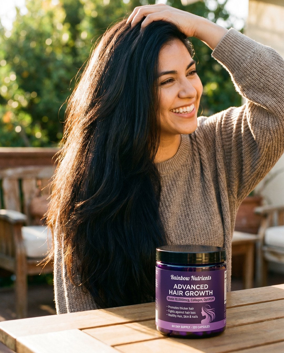 Mujer con cabello denso y brillante