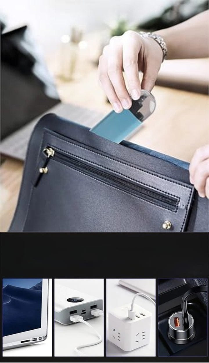 Compacta y portátil, se sostiene con una mano · carga rápida por USB